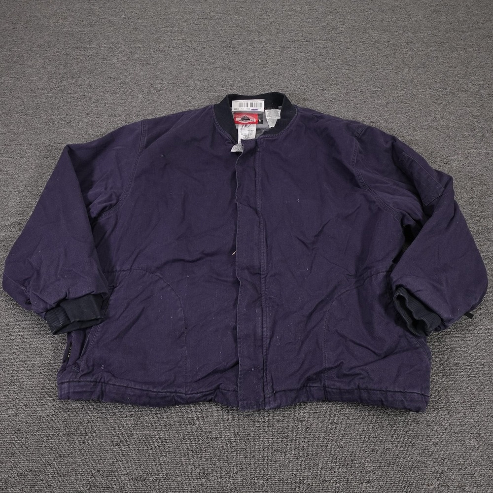 SteelGuard Jacket Mens 2XL‎ Blue FR Canvas Bomber Full Zip Workwear Pockets